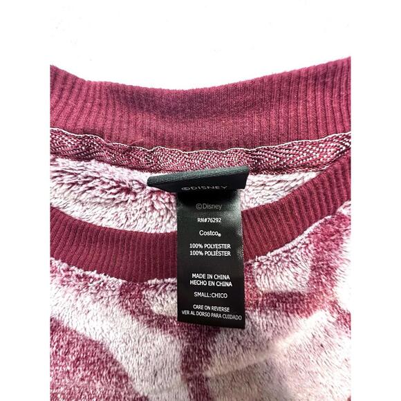 Disney Womens Sweater Micky Mouse Maroon Long Sleeve Fuzzy Soft Warm Size Small - Picture 12 of 13